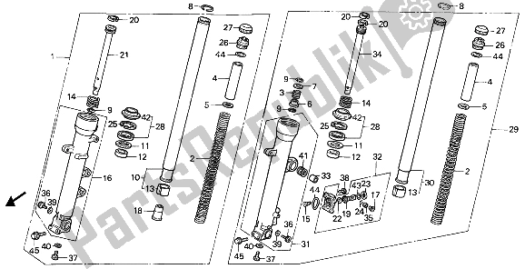 All parts for the Front Fork of the Honda CBR 1000F 1987