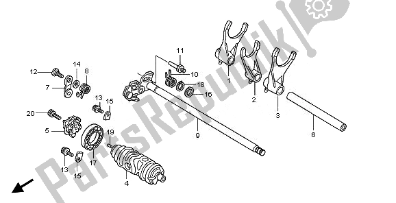 Todas as partes de Tambor De Mudança De Marchas do Honda XL 125V 2011