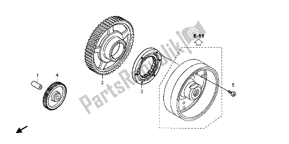 All parts for the Starting Clutch of the Honda VFR 1200F 2012