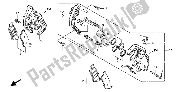 All parts for the Front Brake Caliper of the Honda CB 600F Hornet 2008