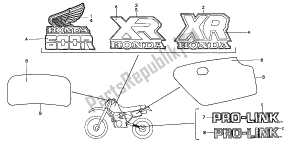 Todas las partes para Marca de Honda XR 600R 1986