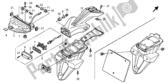 Tutte le parti per il Fanale Posteriore del Honda CB 1000R 2012