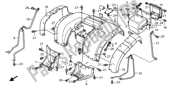 Todas las partes para Guardabarros Trasero de Honda TRX 400 FW Fourtrax Foreman 2000