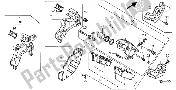 Wszystkie części do Zacisk Hamulca Tylnego Honda CR 250R 1996