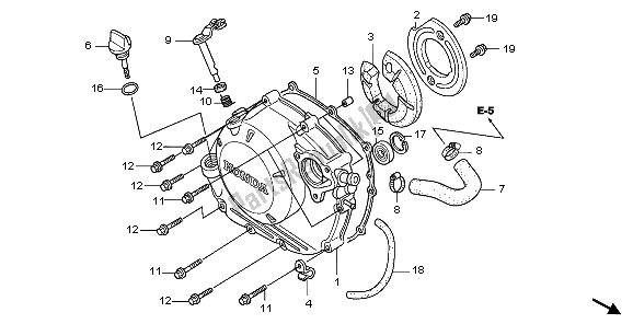 Alle onderdelen voor de Rechter Carterdeksel van de Honda CBR 125 RS 2006