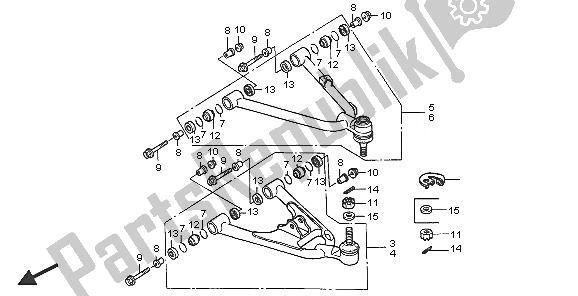 Alle onderdelen voor de Voorste Arm van de Honda TRX 400 EX Sportrax 2005