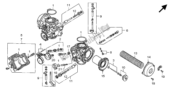 All parts for the Carburetor (component Parts) of the Honda GL 1500A 1995