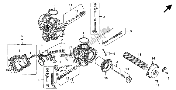 Toutes les pièces pour le Carburateur (composants) du Honda GL 1500A 1995