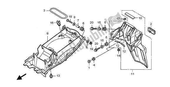 All parts for the Rear Fender of the Honda CBF 600 SA 2010