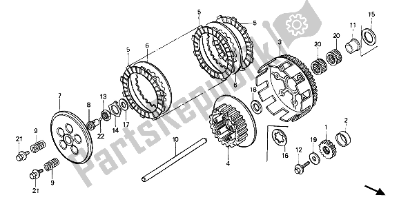 Todas as partes de Embreagem do Honda CR 125R 1987