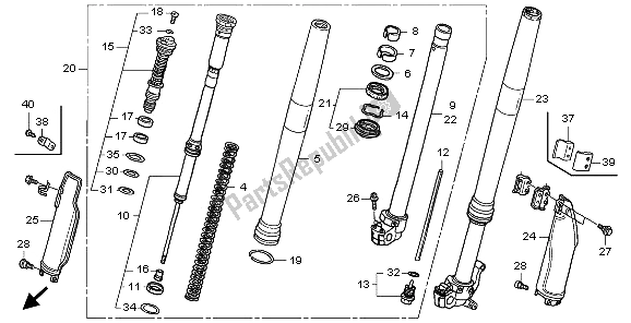 All parts for the Front Fork of the Honda CRF 250X 2009