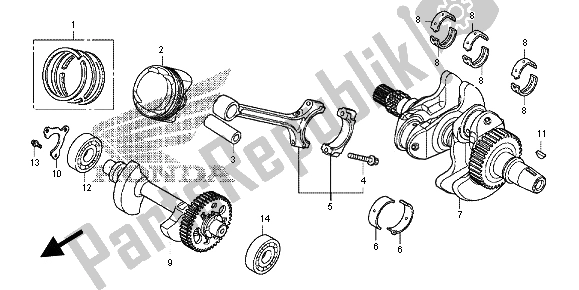 All parts for the Crankshaft & Piston of the Honda NC 700D 2012