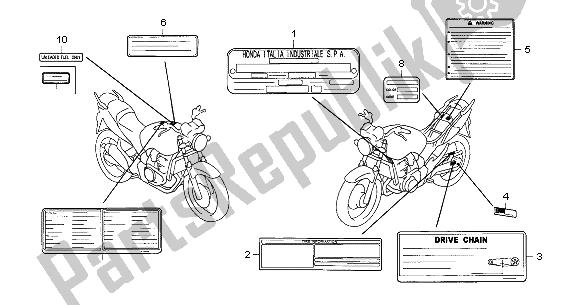 Wszystkie części do Etykieta Ostrzegawcza Honda CBF 500A 2004