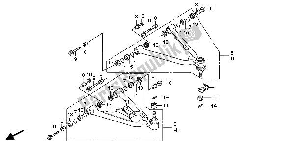 All parts for the Front Arm of the Honda TRX 300 EX Sportrax 2007