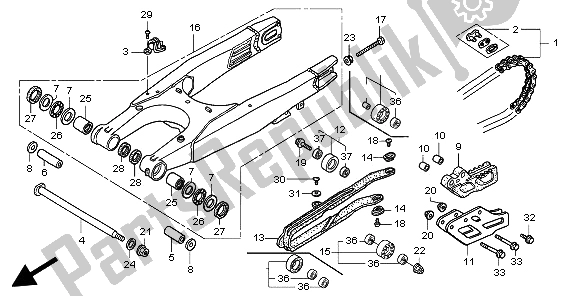 All parts for the Swingarm of the Honda CR 250R 2003