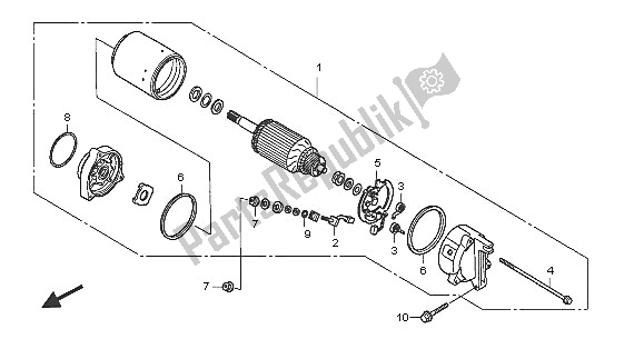 All parts for the Starting Motor of the Honda VFR 800A 2005