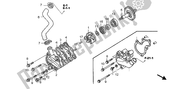 Todas las partes para Bomba De Agua de Honda CR 125R 2004