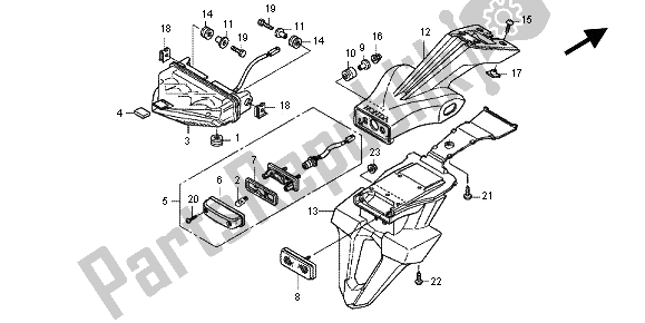 All parts for the Taillight of the Honda CB 600F Hornet 2012