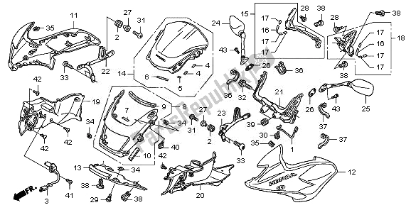 Alle onderdelen voor de Fr. Motorkap En Zijkap En Voorruit van de Honda CB 1300 SA 2008