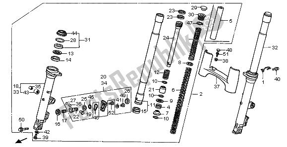 All parts for the Front Fork of the Honda GL 1500A 1996