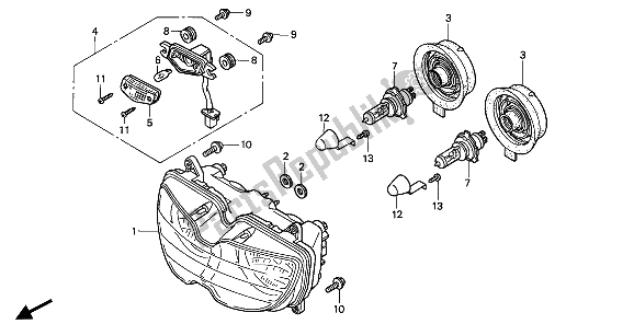 All parts for the Headlight (eu) of the Honda CBR 900 RR 1994