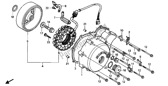 Tutte le parti per il Coperchio Carter Sinistro E Generatore del Honda VT 600C 1990