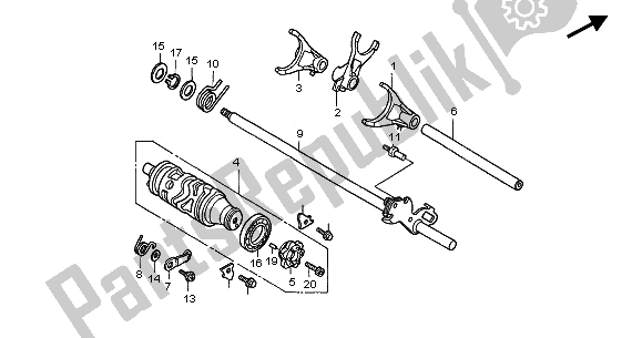 All parts for the Gearshift Drum of the Honda CB 600F Hornet 2006