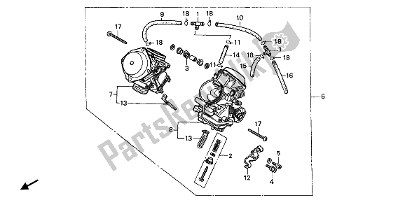 All parts for the Carburetor (assy.) of the Honda XL 600V Transalp 1992