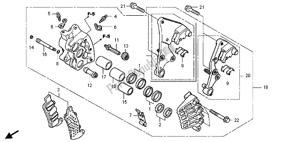 All parts for the R. Front Brake Caliper of the Honda GL 1800 2013