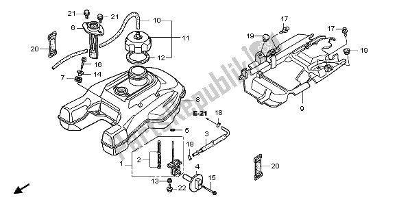 Tutte le parti per il Serbatoio Di Carburante del Honda TRX 500 FA Fourtrax Foreman 2004