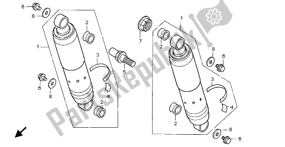 All parts for the Rear Cushion of the Honda VT 750C2 1999