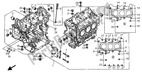 Tutte le parti per il Blocco Cilindri del Honda GL 1500A 1996