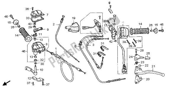 Wszystkie części do Kabel I Prze?? Cznik Honda TRX 350 FE Fourtrax Rancher 4X4 ES 2003