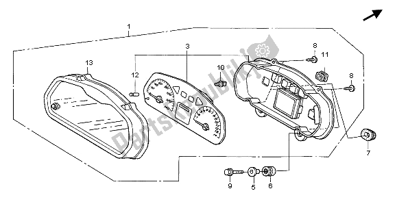 All parts for the Meter (kmh) of the Honda XL 125V 80 KMH 2003