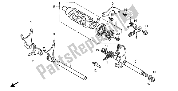 All parts for the Gearshift Drum of the Honda RVF 750R 1995