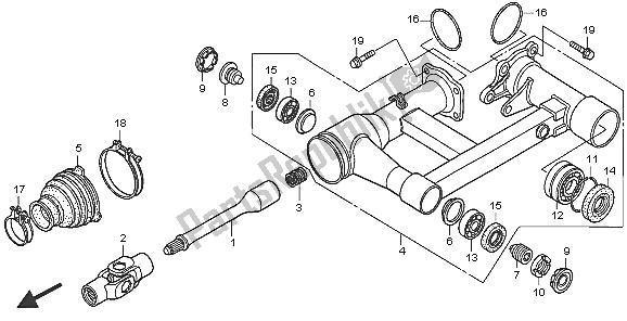 All parts for the Swingarm of the Honda TRX 250 EX Sporttrax 2005