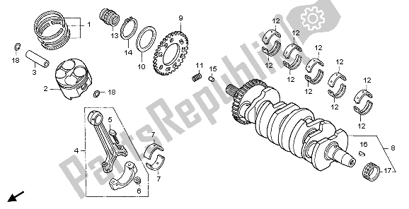 All parts for the Crankshaft & Piston of the Honda CBR 600F 2006