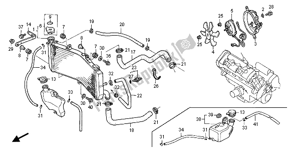 Toutes les pièces pour le Radiateur du Honda CBR 600 FR 2001