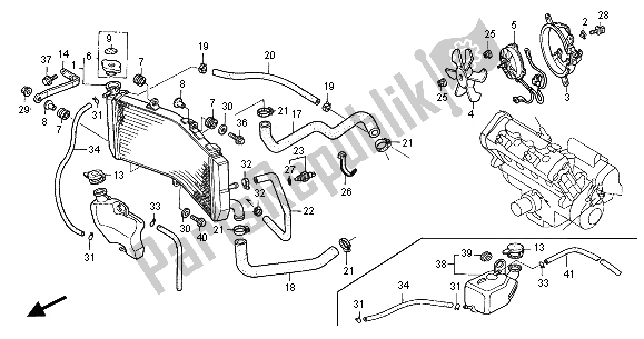 All parts for the Radiator of the Honda CBR 600F 2001