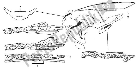 Alle onderdelen voor de Streep & Merk van de Honda XL 650V Transalp 2005