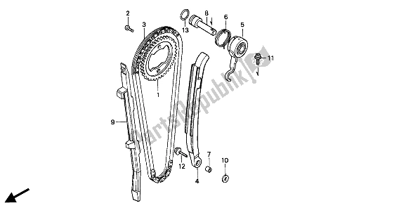 Todas as partes de Corrente De Came E Tensor do Honda NX 650 1994