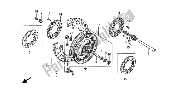 All parts for the Front Wheel of the Honda GL 1500 SE 1991