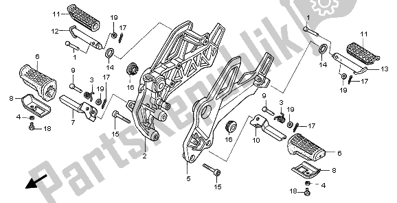 All parts for the Step of the Honda FMX 650 2005