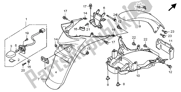 Toutes les pièces pour le Garde-boue Arrière du Honda SH 150R 2011