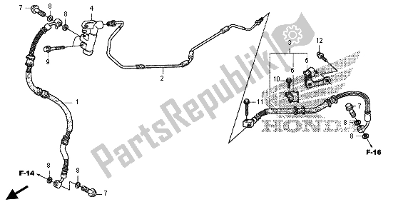 All parts for the Rear Brake Pipe of the Honda FES 125 2012