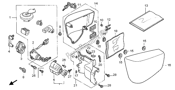 All parts for the Side Cover & Key Set of the Honda VT 1100C2 1995