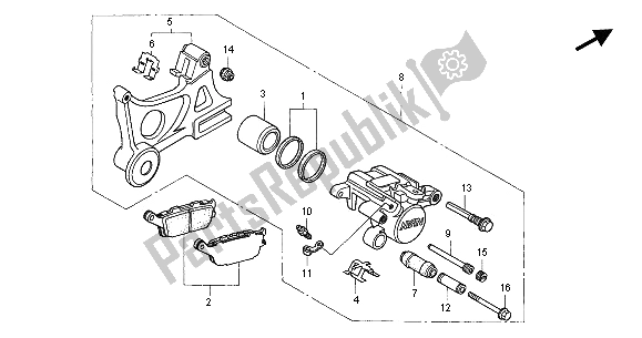 Wszystkie części do Zacisk Hamulca Tylnego Honda CBR 600 FR 2001