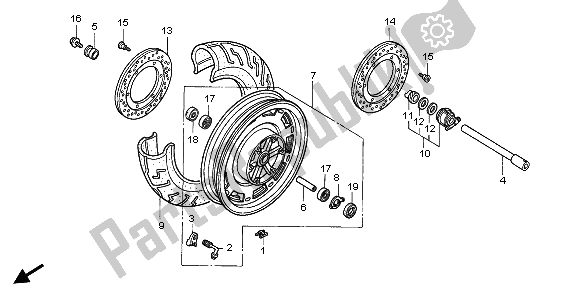 Todas as partes de Roda Da Frente do Honda GL 1500A 1997