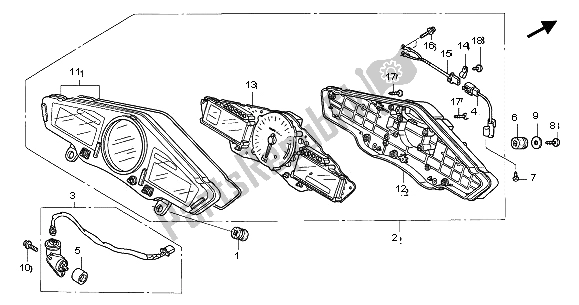 All parts for the Meter (mph) of the Honda VFR 800 2003