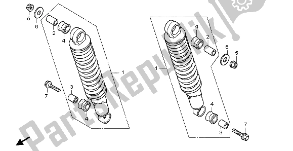 All parts for the Rear Cushion of the Honda CB 250 1997